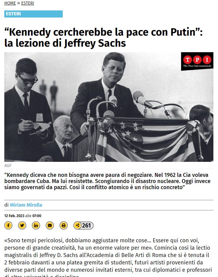 Kennedy cercherebbe la pace con Putin
