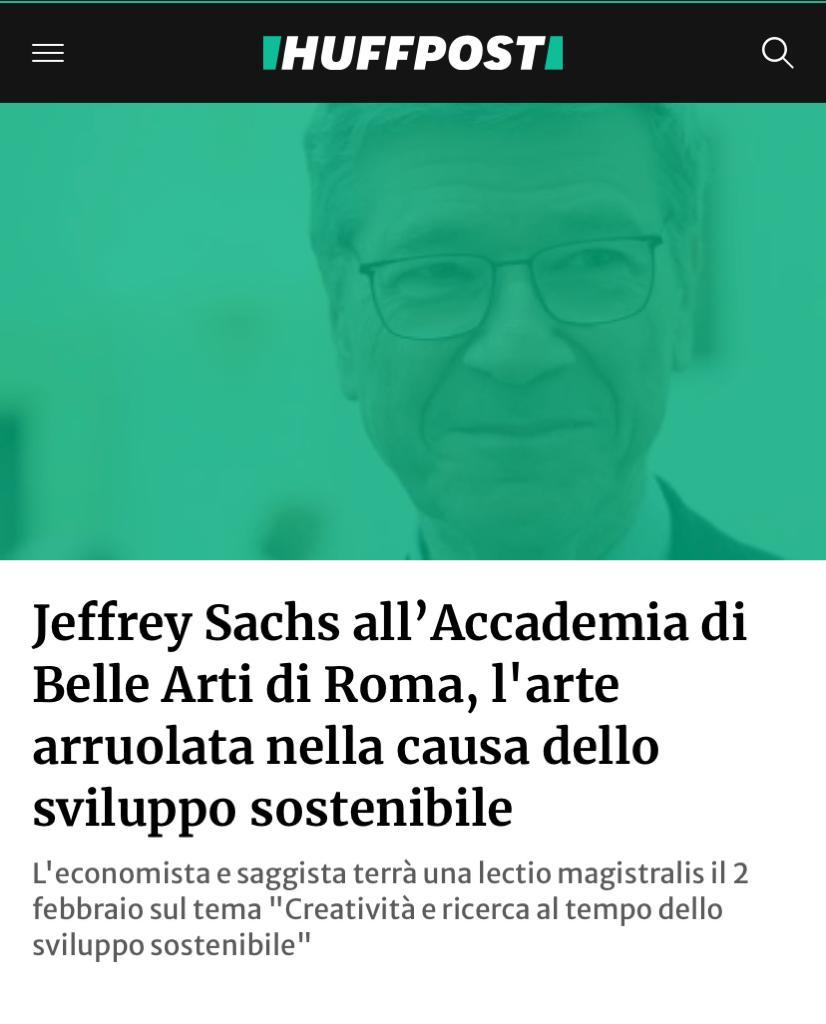 Jeffrey Sachs all’Accademia di Belle Arti di Roma, l’arte arruolata nella causa dello sviluppo sostenibile