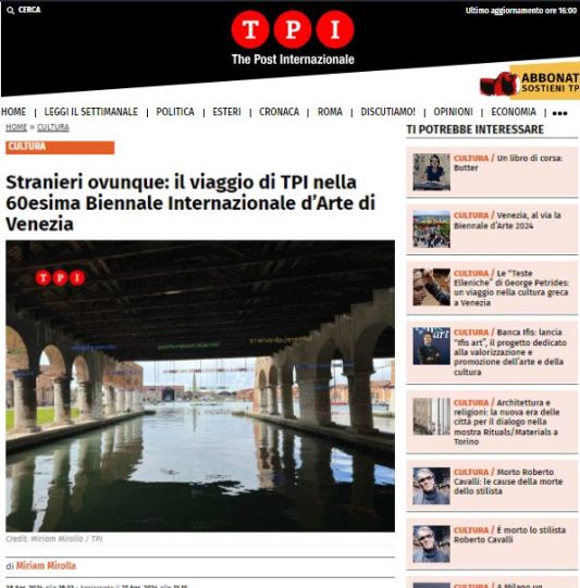 Stranieri ovunque: il viaggio di TPI nella 60esima Biennale Internazionale d’Arte di Venezia